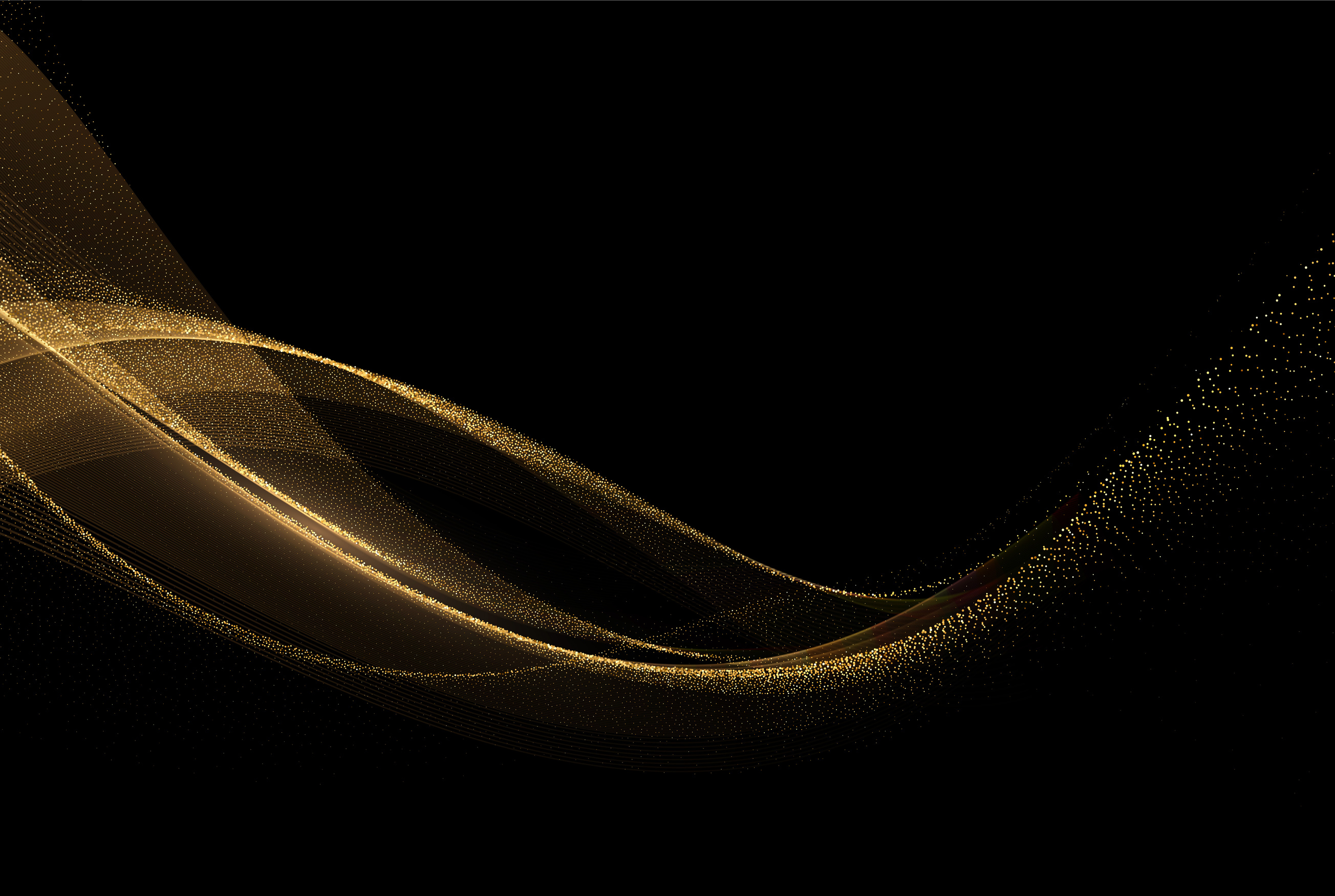 Gold Waves on Black Background