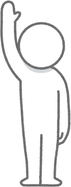 Illustration of Stick Figure Raising Hand